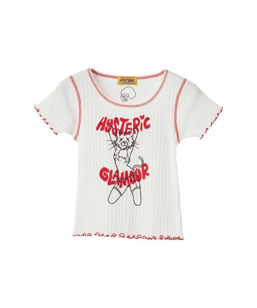 HYSTERIC GLAMOUR（ヒステリックグラマー）の「IVY/NAUGHTY KITTYT チビTシャツ（Tシャツ/カットソー・レディース・ピンク/ホワイト/ブラック・FREE）」の2枚目の写真