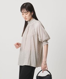 シャーリング ハイネック シャツ ブラウス