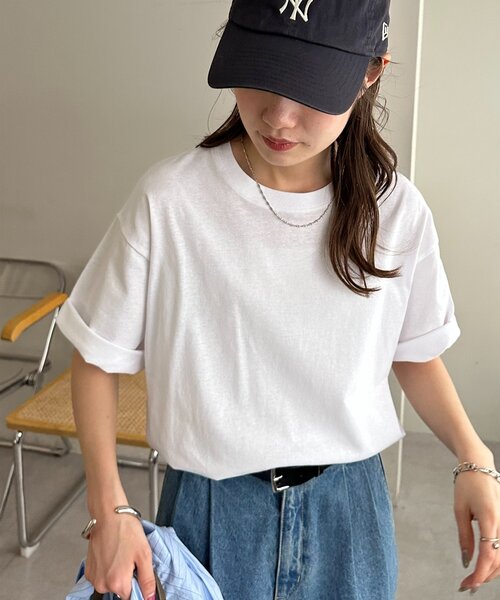 DISCOAT(ディスコート)の「【Enlude】汗染み防止ユーティリティTシャツ《ユニセックス》(Tシャツ/カットソー・レディース・ライトベージュ/チャコールグレー/オフホワイト/カーキ・SMALL/LARGE/MEDIUM)」の2枚目の写真