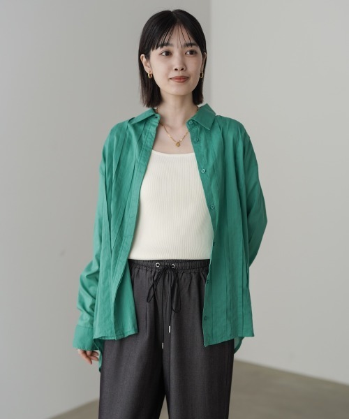Bou Jeloud(ブージュルード)の「ボイルデザインタックシャツ(シャツ/ブラウス・レディース・ピンク/グリーン/ブラック/オフホワイト・38)」の18枚目の写真