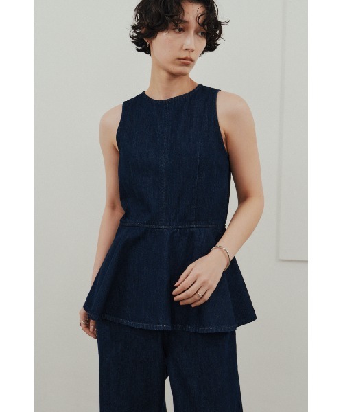STYLEMIXER（スタイルミキサー）の「ペプラムデニムオールインワン（つなぎ/オールインワン・レディース・ホワイト/インディゴブルー・SMALL/MEDIUM）」の3枚目の写真