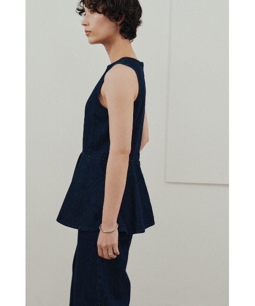 STYLEMIXER（スタイルミキサー）の「ペプラムデニムオールインワン（つなぎ/オールインワン・レディース・ホワイト/インディゴブルー・SMALL/MEDIUM）」の4枚目の写真