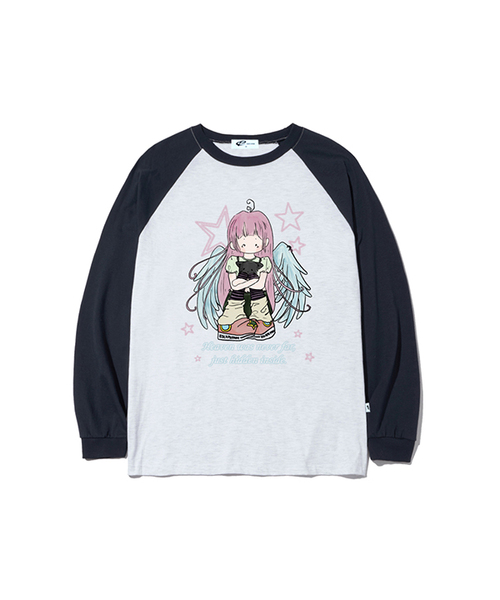 ESCAPEFROM（エスケープフロム）の「エンジェルヘブンプリントロングスリーブ [2カラー]（Tシャツ/カットソー・レディース・ホワイト/ネイビー・SMALL/MEDIUM/LARGE）」の2枚目の写真