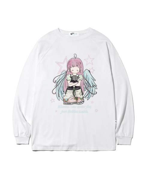 ESCAPEFROM（エスケープフロム）の「エンジェルヘブンプリントロングスリーブ [2カラー]（Tシャツ/カットソー・レディース・ホワイト/ネイビー・SMALL/MEDIUM/LARGE）」の3枚目の写真
