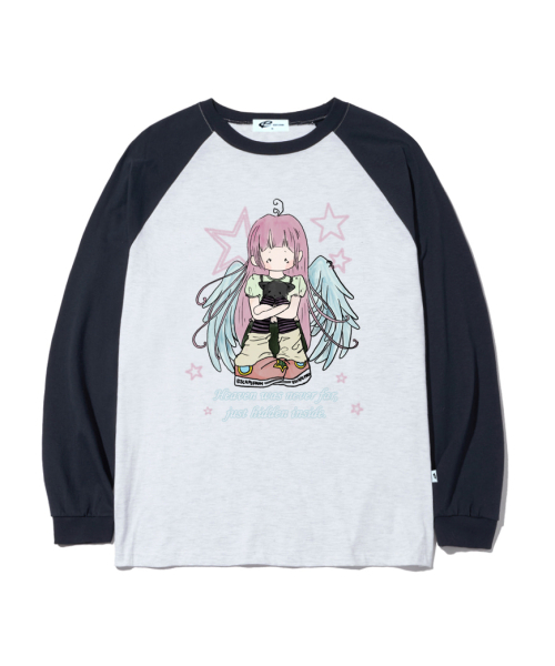 ESCAPEFROM（エスケープフロム）の「エンジェルヘブンプリントロングスリーブ [2カラー]（Tシャツ/カットソー・レディース・ホワイト/ネイビー・SMALL/MEDIUM/LARGE）」の4枚目の写真
