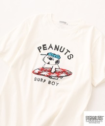 PEANUTS オラフ柄サガラ刺繍天竺半袖Tシャツ