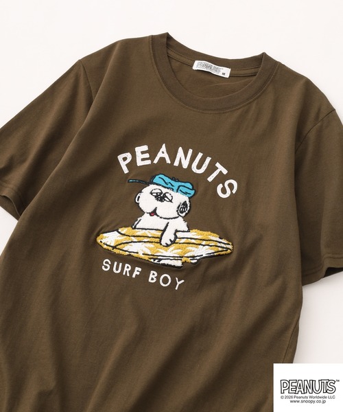 PEANUTS(ピーナッツ)の「PEANUTS オラフ柄サガラ刺繍天竺半袖Tシャツ(Tシャツ/カットソー・レディース・ブラック/カーキ/オフホワイト・S/M/L)」の3枚目の写真
