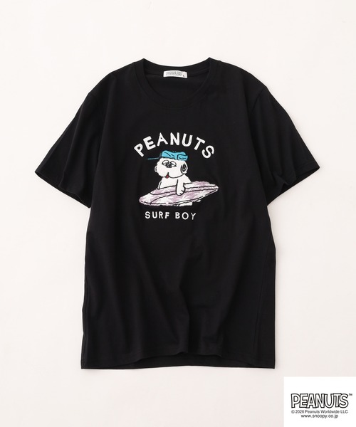 PEANUTS(ピーナッツ)の「PEANUTS オラフ柄サガラ刺繍天竺半袖Tシャツ(Tシャツ/カットソー・レディース・ブラック/カーキ/オフホワイト・S/M/L)」の4枚目の写真