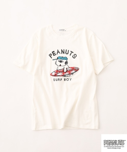 PEANUTS(ピーナッツ)の「PEANUTS オラフ柄サガラ刺繍天竺半袖Tシャツ(Tシャツ/カットソー・レディース・ブラック/カーキ/オフホワイト・S/M/L)」の6枚目の写真