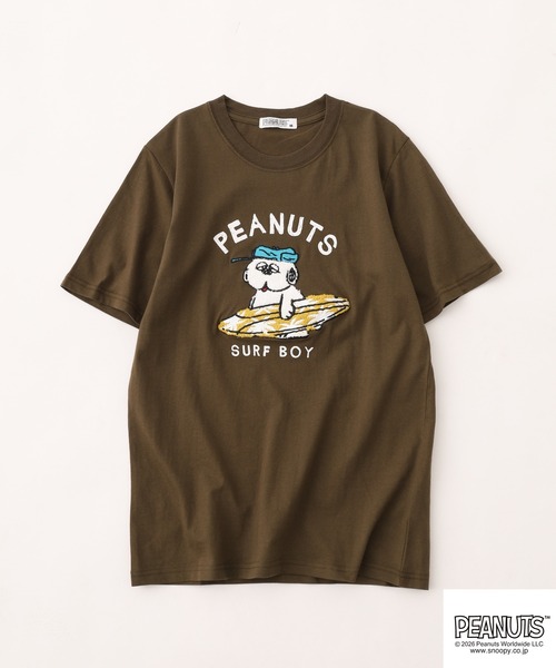 PEANUTS(ピーナッツ)の「PEANUTS オラフ柄サガラ刺繍天竺半袖Tシャツ(Tシャツ/カットソー・レディース・ブラック/カーキ/オフホワイト・S/M/L)」の8枚目の写真