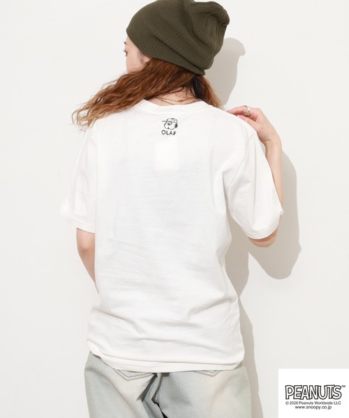 PEANUTS(ピーナッツ)の「PEANUTS オラフ柄サガラ刺繍天竺半袖Tシャツ(Tシャツ/カットソー・レディース・ブラック/カーキ/オフホワイト・S/M/L)」の18枚目の写真
