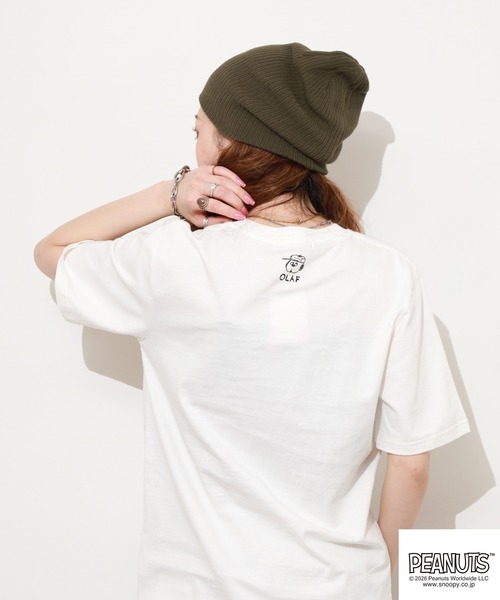 PEANUTS(ピーナッツ)の「PEANUTS オラフ柄サガラ刺繍天竺半袖Tシャツ(Tシャツ/カットソー・レディース・ブラック/カーキ/オフホワイト・S/M/L)」の19枚目の写真