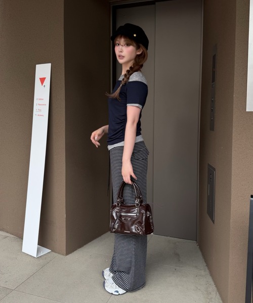 RAY CASSIN（レイカズン）の「ボーダーカットパンツ（その他パンツ・レディース・チャコールグレー/グレー・M/L）」の5枚目の写真