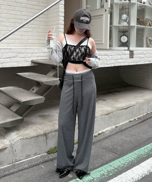 RAY CASSIN(レイカズン)の「ボーダーカットパンツ(その他パンツ・レディース・チャコールグレー/グレー・M/L)」の5枚目の写真