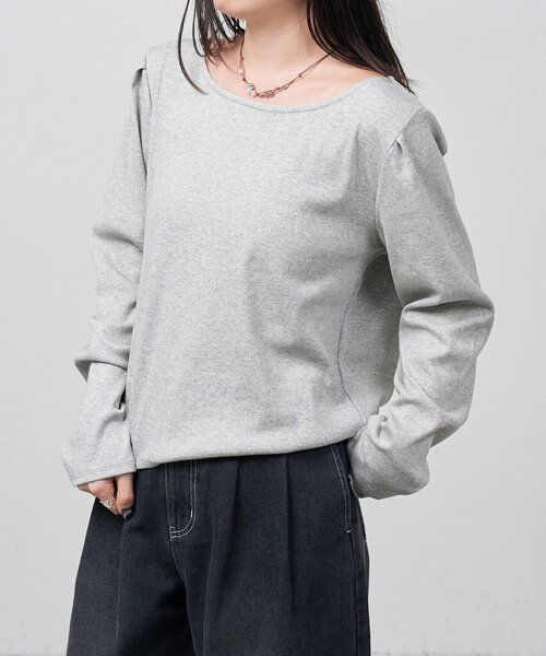 Kastane(カスタネ)の「【一部店舗限定】B バックロゴベーシックロンTEE(Tシャツ/カットソー・レディース・ネイビー/オフホワイト/グレー・FREE)」の3枚目の写真