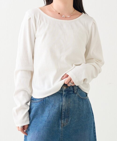 Kastane(カスタネ)の「【一部店舗限定】B バックロゴベーシックロンTEE(Tシャツ/カットソー・レディース・ネイビー/オフホワイト/グレー・FREE)」の2枚目の写真