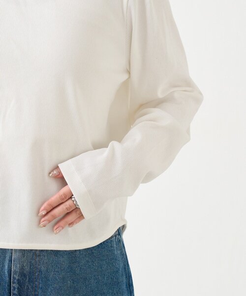 Kastane(カスタネ)の「【一部店舗限定】B バックロゴベーシックロンTEE(Tシャツ/カットソー・レディース・ネイビー/オフホワイト/グレー・FREE)」の4枚目の写真
