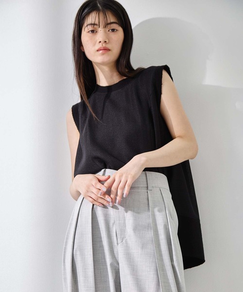 STUDIOUS（ステュディオス）の「【STUDIOUS/ステュディオス】Sleeveless Washable Mesh Blouse/スリーブレスウォッシャブルメッシュブラウス/華奢見え/（シャツ/ブラウス・レディース・マルチ/ブラック/アイボリー・FREE）」の10枚目の写真