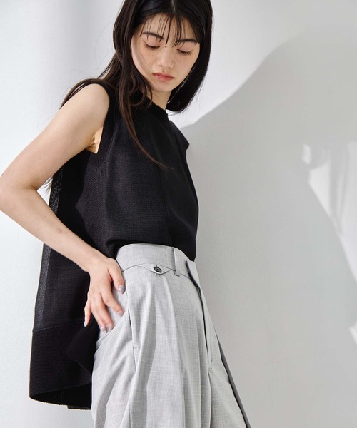 STUDIOUS（ステュディオス）の「【STUDIOUS/ステュディオス】Sleeveless Washable Mesh Blouse/スリーブレスウォッシャブルメッシュブラウス/華奢見え/（シャツ/ブラウス・レディース・マルチ/ブラック/アイボリー・FREE）」の12枚目の写真