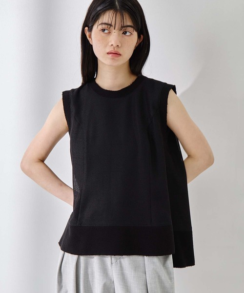 STUDIOUS（ステュディオス）の「【STUDIOUS/ステュディオス】Sleeveless Washable Mesh Blouse/スリーブレスウォッシャブルメッシュブラウス/華奢見え/（シャツ/ブラウス・レディース・マルチ/ブラック/アイボリー・FREE）」の13枚目の写真