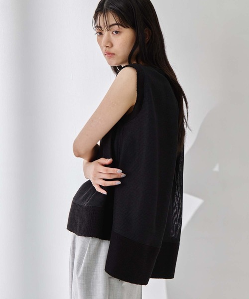 STUDIOUS（ステュディオス）の「【STUDIOUS/ステュディオス】Sleeveless Washable Mesh Blouse/スリーブレスウォッシャブルメッシュブラウス/華奢見え/（シャツ/ブラウス・レディース・マルチ/ブラック/アイボリー・FREE）」の14枚目の写真