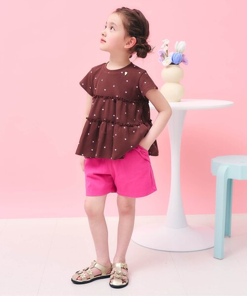 apres les cours（アプレレクール）の「【UVカット】さらさらワッフルフレアチュニック（Tシャツ/カットソー・キッズ・ブラウン/ピンク/アイボリー/ミント/パープル/イエロー・80/90/100/110/120/130/140）」の8枚目の写真