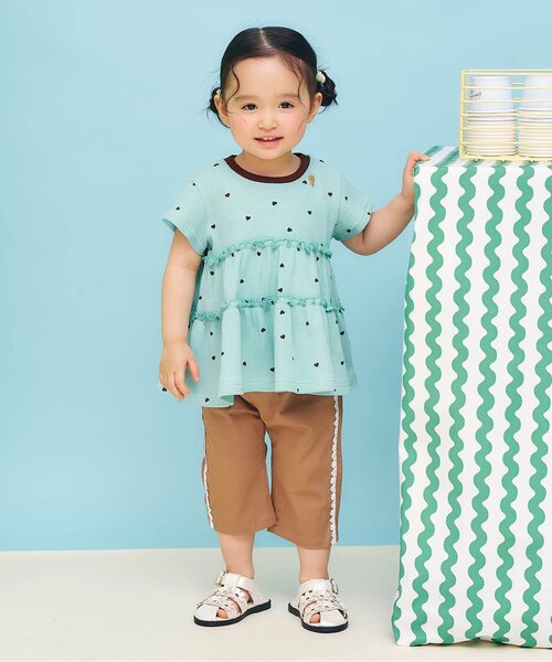 apres les cours（アプレレクール）の「【UVカット】さらさらワッフルフレアチュニック（Tシャツ/カットソー・キッズ・ブラウン/ピンク/アイボリー/ミント/パープル/イエロー・80/90/100/110/120/130/140）」の15枚目の写真