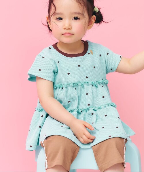 apres les cours（アプレレクール）の「【UVカット】さらさらワッフルフレアチュニック（Tシャツ/カットソー・キッズ・ブラウン/ピンク/アイボリー/ミント/パープル/イエロー・80/90/100/110/120/130/140）」の17枚目の写真