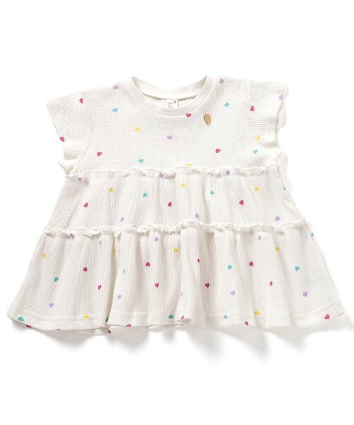 apres les cours（アプレレクール）の「【UVカット】さらさらワッフルフレアチュニック（Tシャツ/カットソー・キッズ・ブラウン/ピンク/アイボリー/ミント/パープル/イエロー・80/90/100/110/120/130/140）」の10枚目の写真