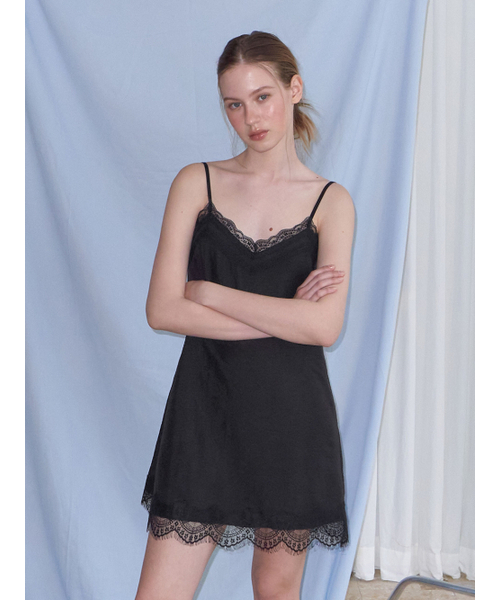 ETMON（エトモン）の「Double Lace Slip Dress, Black（ワンピース・レディース・その他・F）」の2枚目の写真