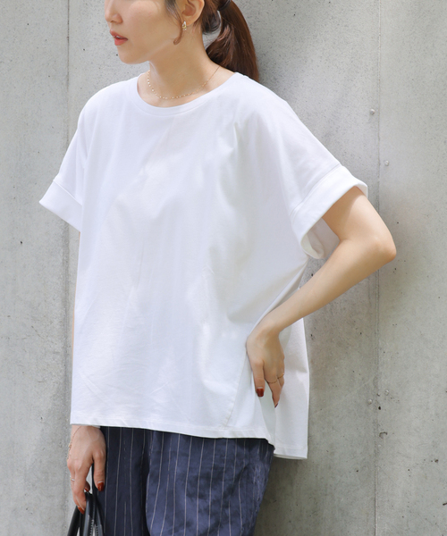JOURNAL STANDARD relume(ジャーナルスタンダード レリューム)の「《追加》オーガニックコットン汗染み防止2WAY TEE(Tシャツ/カットソー・レディース・グレー/ブラック系その他/ホワイト/ライトグレー・FREE)」の2枚目の写真