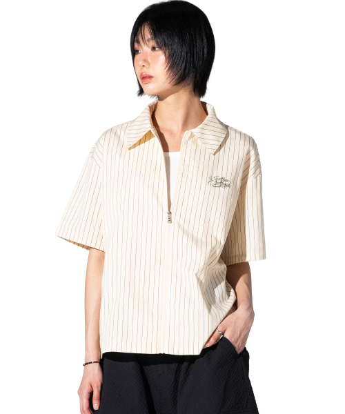 XTONZ(エクストーンズ)の「XTS043 ピンストライプクロップシャツ (クリーム)(シャツ/ブラウス・レディース・その他・MEDIUM/LARGE)」の3枚目の写真
