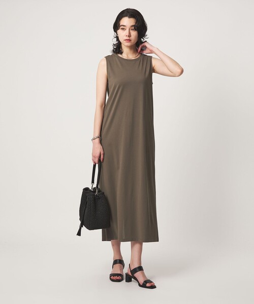 green label relaxing(グリーンレーベルリラクシング)の「チュール プルオーバー×ノースリーブ ワンピース セット 吸水速乾(ワンピース・レディース・ブラック/モカ・FREE)」の6枚目の写真