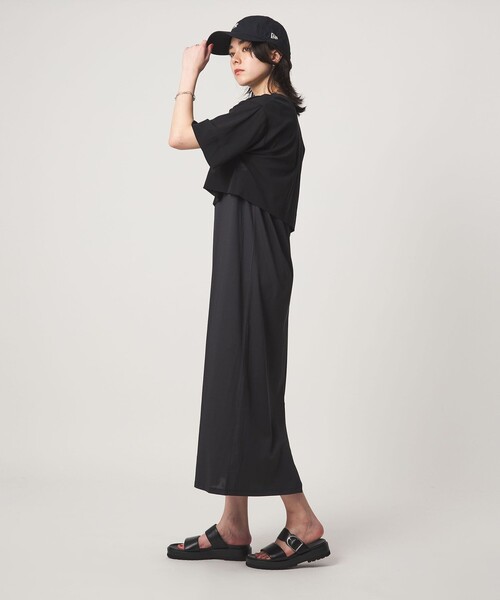green label relaxing(グリーンレーベルリラクシング)の「チュール プルオーバー×ノースリーブ ワンピース セット 吸水速乾(ワンピース・レディース・ブラック/モカ・FREE)」の13枚目の写真