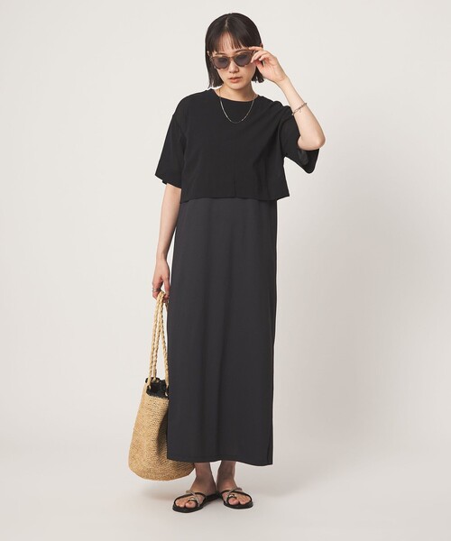 green label relaxing(グリーンレーベルリラクシング)の「チュール プルオーバー×ノースリーブ ワンピース セット 吸水速乾(ワンピース・レディース・ブラック/モカ・FREE)」の15枚目の写真