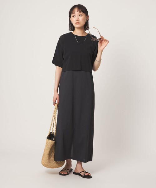 green label relaxing(グリーンレーベルリラクシング)の「チュール プルオーバー×ノースリーブ ワンピース セット 吸水速乾(ワンピース・レディース・ブラック/モカ・FREE)」の16枚目の写真