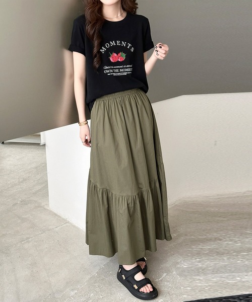 DAY CLOSET(デイ クローゼット)の「ゆったりオーバーサイズ。半袖 ラウンドネック ストロベリー×英字ロゴ プリント Tシャツ レディース(Tシャツ/カットソー・レディース・チャコールグレー/ホワイト/グレー/ブラック・FREE)」の16枚目の写真