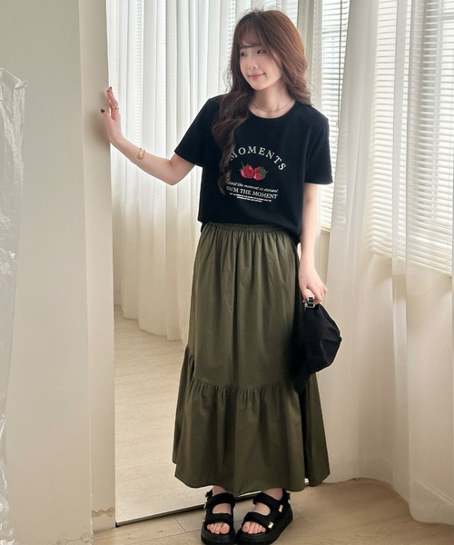 DAY CLOSET(デイ クローゼット)の「ゆったりオーバーサイズ。半袖 ラウンドネック ストロベリー×英字ロゴ プリント Tシャツ レディース(Tシャツ/カットソー・レディース・チャコールグレー/ホワイト/グレー/ブラック・FREE)」の17枚目の写真