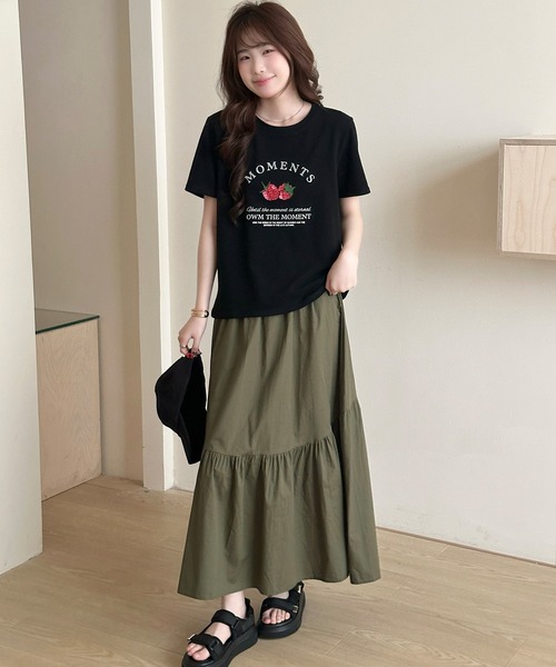 DAY CLOSET(デイ クローゼット)の「ゆったりオーバーサイズ。半袖 ラウンドネック ストロベリー×英字ロゴ プリント Tシャツ レディース(Tシャツ/カットソー・レディース・チャコールグレー/ホワイト/グレー/ブラック・FREE)」の18枚目の写真