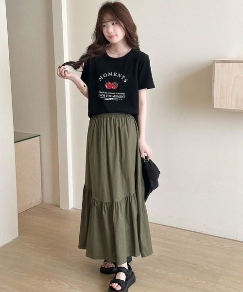 DAY CLOSET(デイ クローゼット)の「ゆったりオーバーサイズ。半袖 ラウンドネック ストロベリー×英字ロゴ プリント Tシャツ レディース(Tシャツ/カットソー・レディース・チャコールグレー/ホワイト/グレー/ブラック・FREE)」の19枚目の写真