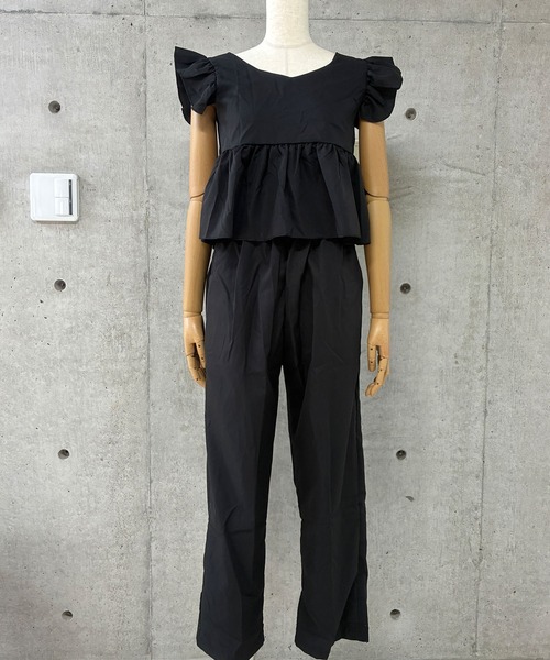 GLAMOROUS JANE(グラマラスジェーン)の「フリルトップス×ロングパンツ 2点セット(セットアップ・レディース・ベージュ/ブラック・M/L)」の5枚目の写真