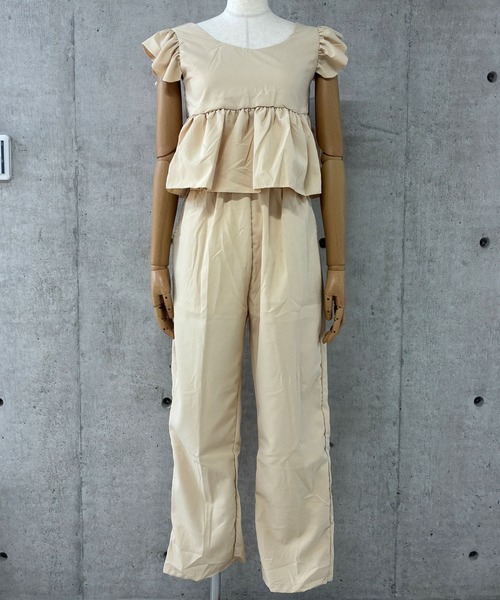 GLAMOROUS JANE(グラマラスジェーン)の「フリルトップス×ロングパンツ 2点セット(セットアップ・レディース・ベージュ/ブラック・M/L)」の8枚目の写真