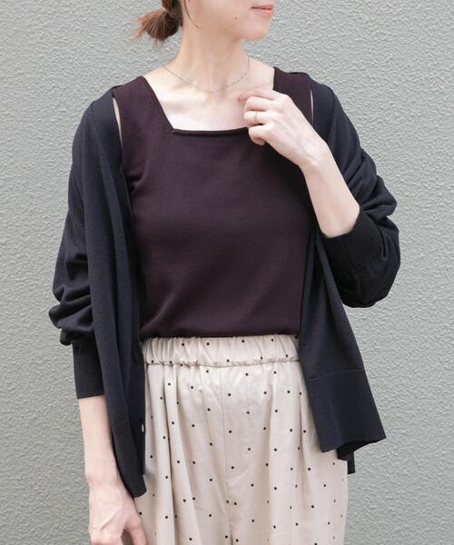ITEMS URBANRESEARCH（アイテムズ アーバンリサーチ）の「『洗濯可』2WAYニットタンクトップ（ニット/セーター・レディース・ブラウン/オフホワイト/グリーン/ブラック・FREE）」の13枚目の写真