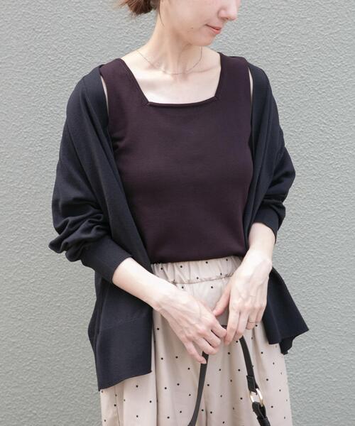 ITEMS URBANRESEARCH（アイテムズ アーバンリサーチ）の「『洗濯可』2WAYニットタンクトップ（ニット/セーター・レディース・ブラウン/オフホワイト/グリーン/ブラック・FREE）」の14枚目の写真