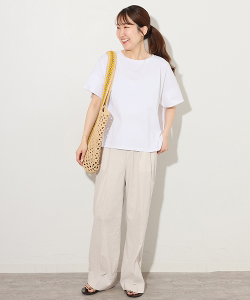 JOURNAL STANDARD relume（ジャーナルスタンダード　レリューム）の「《追加》リネンコットンギャザータックパンツ（その他パンツ・レディース・アイボリー/ブラウン・38/36）」の3枚目の写真