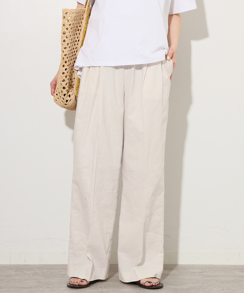 JOURNAL STANDARD relume（ジャーナルスタンダード　レリューム）の「《追加》リネンコットンギャザータックパンツ（その他パンツ・レディース・アイボリー/ブラウン・38/36）」の7枚目の写真