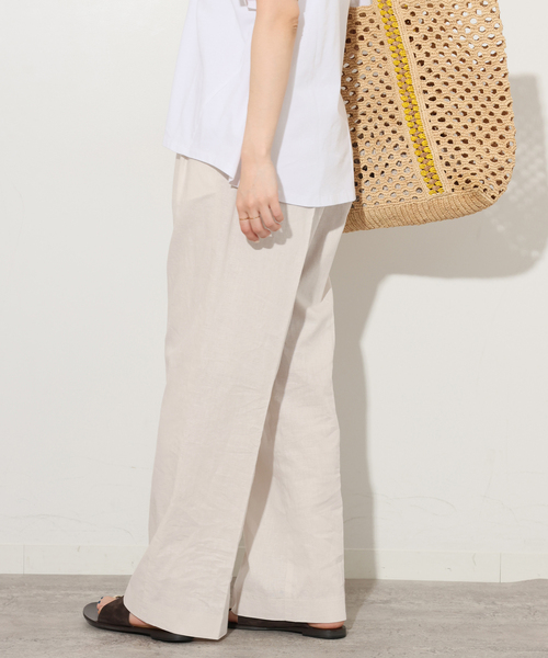 JOURNAL STANDARD relume（ジャーナルスタンダード　レリューム）の「《追加》リネンコットンギャザータックパンツ（その他パンツ・レディース・アイボリー/ブラウン・38/36）」の8枚目の写真
