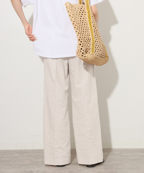 JOURNAL STANDARD relume（ジャーナルスタンダード　レリューム）の「《追加》リネンコットンギャザータックパンツ（その他パンツ・レディース・アイボリー/ブラウン・38/36）」の9枚目の写真