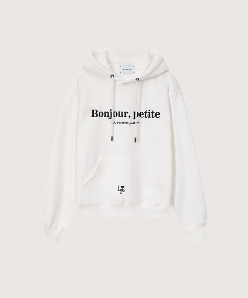 LA POMME petit(ラポミ・プチ)の「LA POMME petit Bonjour petite Hoodie(パーカー・レディース・ホワイト/ブラック・FREE)」の1枚目の写真