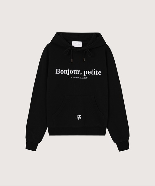 LA POMME petit(ラポミ・プチ)の「LA POMME petit Bonjour petite Hoodie(パーカー・レディース・ホワイト/ブラック・FREE)」の2枚目の写真